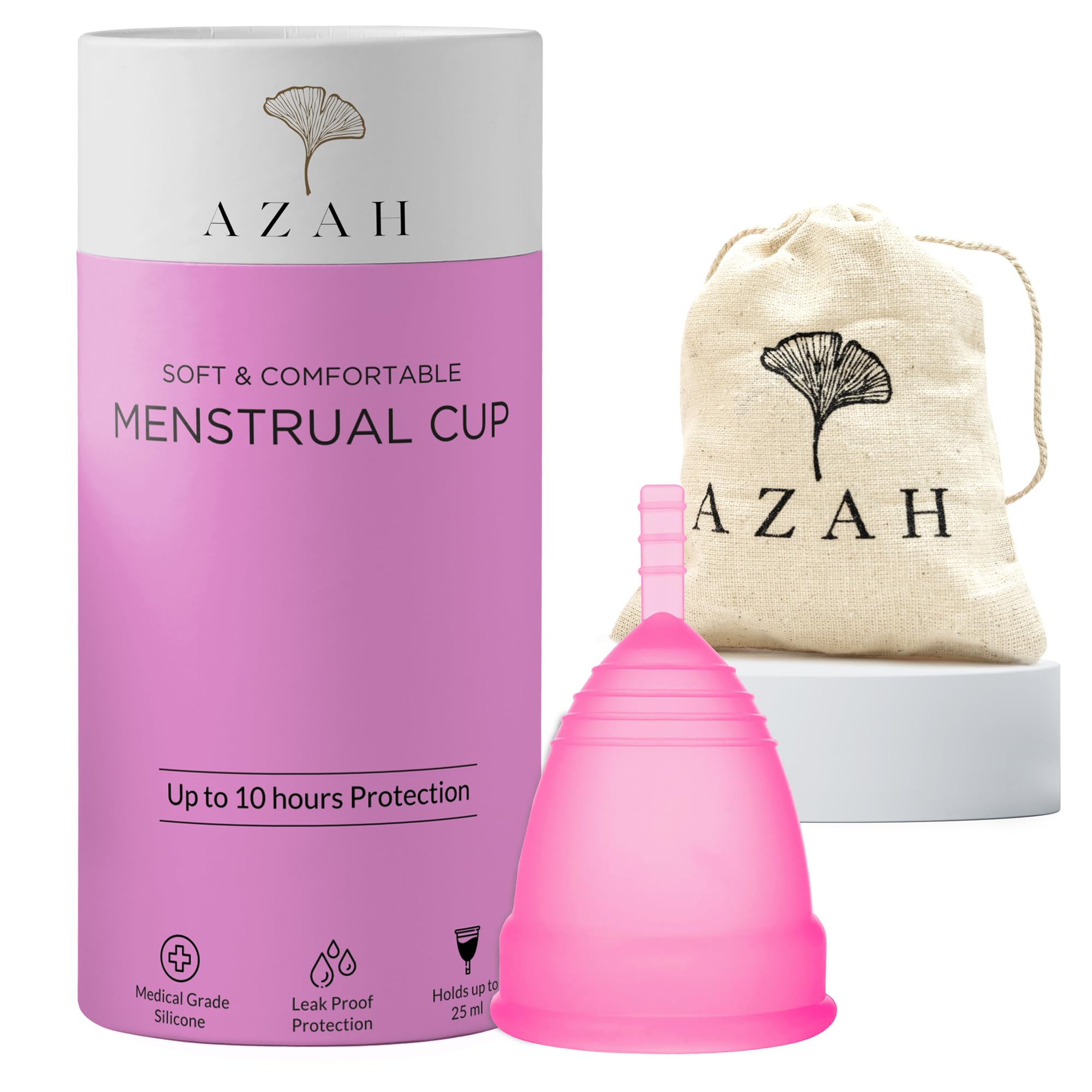 Azah Menstrual Cup for Women [Upto 8-10 Hours Protection] | Reusable Cup with Pouch | Ultra Soft, Odour & Rash Free| 100% Medical Grade Silicone|No Leakage | Medium - Pack of 1 (B0CLLL96DY) Amazon Price History, Amazon Price Tracker