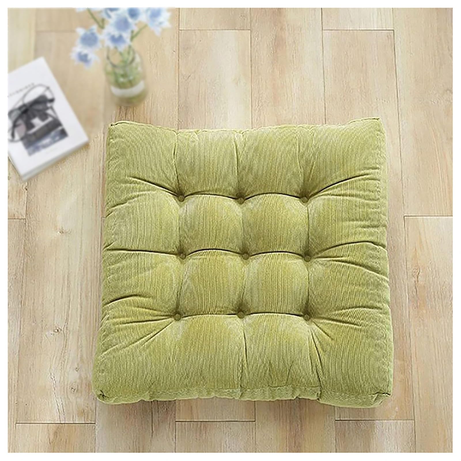 RRRYYYZZ Cushions for Outdoor Furniture Kitchen Chair Cushions 22 * 22 * 4in Corduroy Fabric Yoga Pillows for Sitting on Floor for Dining Chair Garden Kitchen,Green