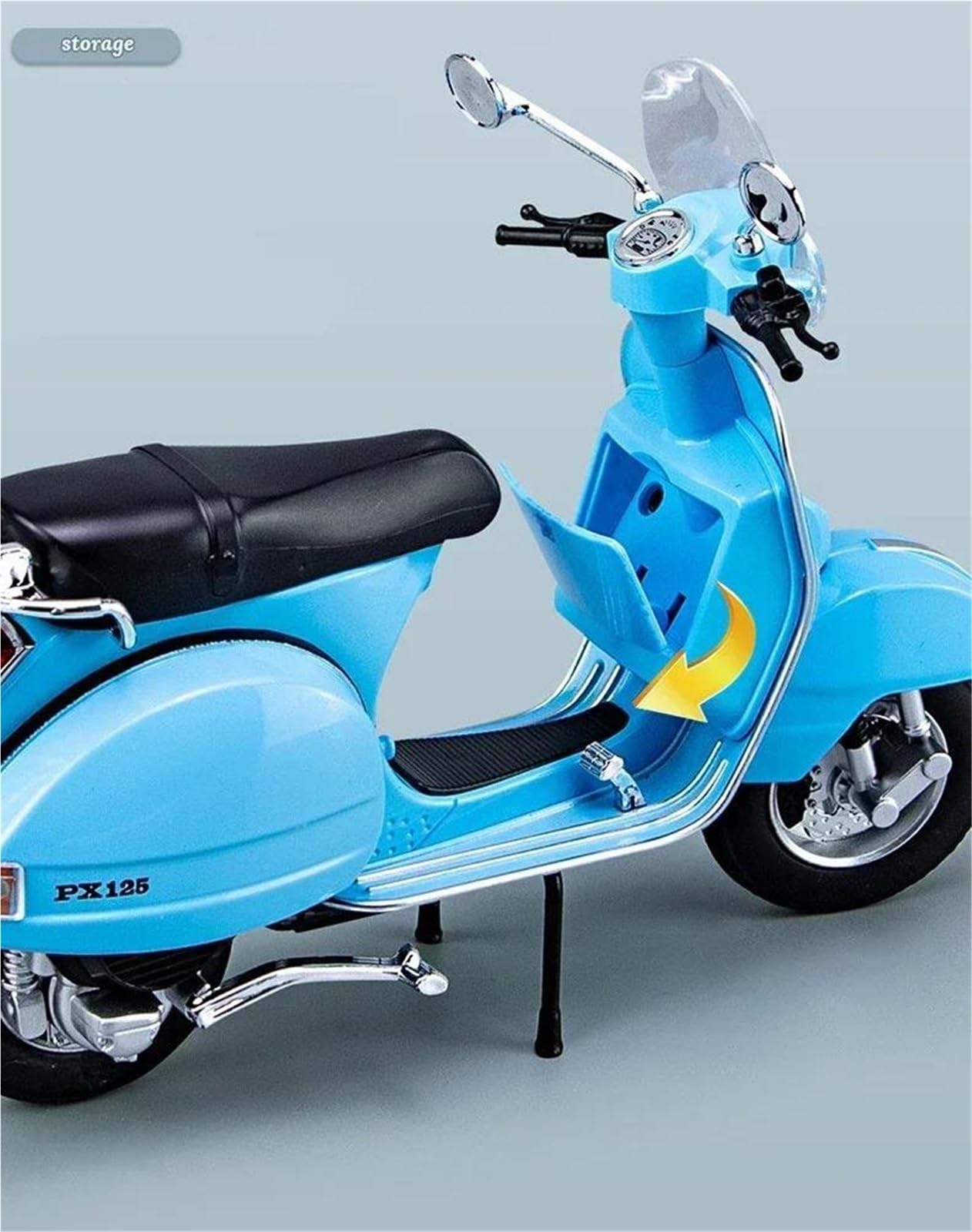 Modello di Giocattolo 1:10 per Vespa 125 Modello di Motocicletta per Il Tempo Libero in Lega Pressofusa Classica in Metallo Simulazione Suono E Luce Regali(Blue)