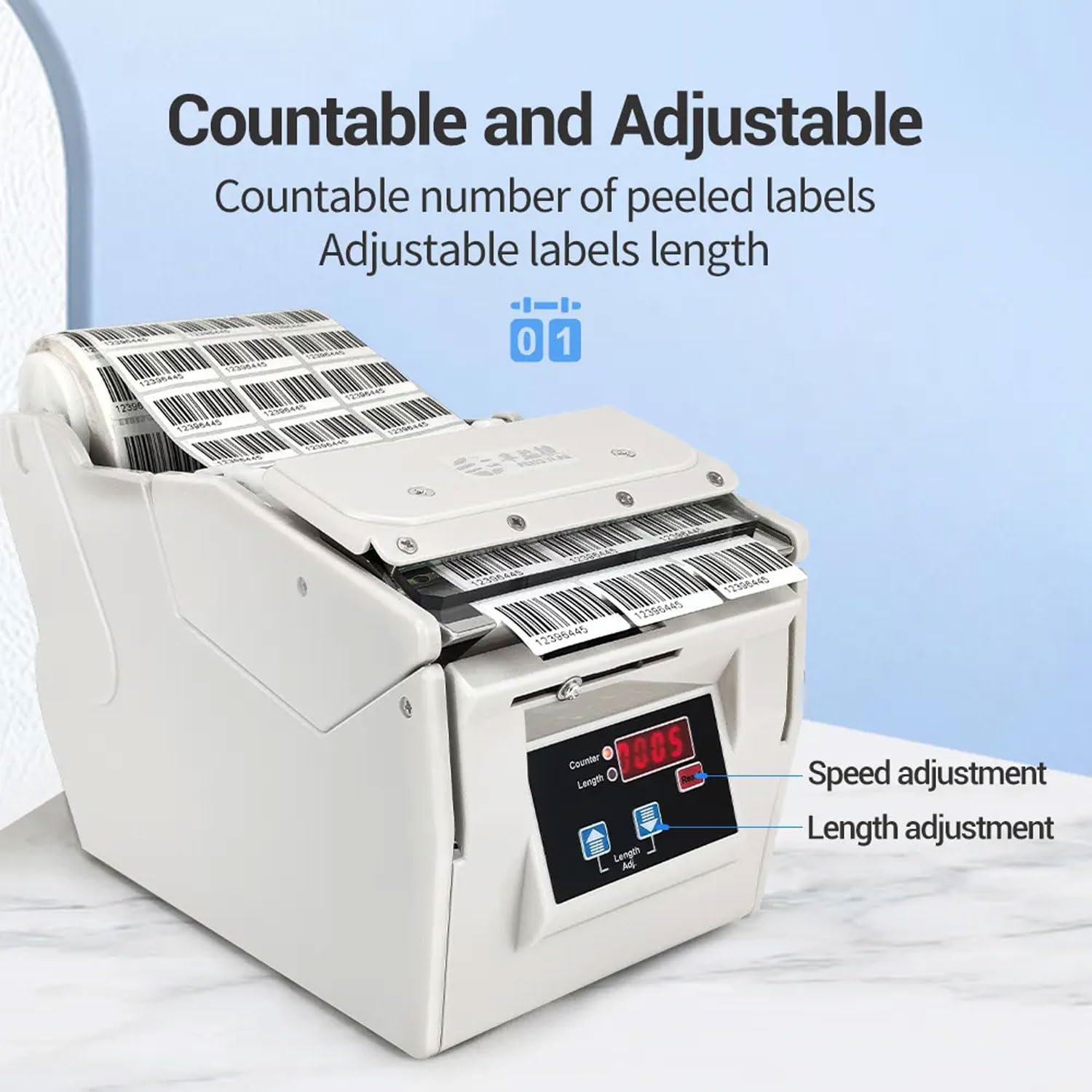 Distributore automatico di etichette, sbucciatrice elettrica per etichette per adesivi e codici a barre, altezza di sbucciatura regolabile, separazione rapida delle etichette