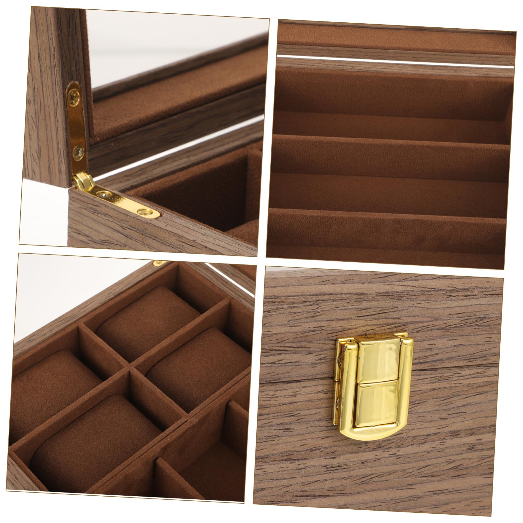 COLLBATH 1kawałek Organizer Biżuterię i Okulary Stylu Retro z Drewna Orzechowego Pojemnik Do Przechowywania Biżuterii i Okularów Praktyczny Biżuterię Elegancki Organizer i Akcesoria