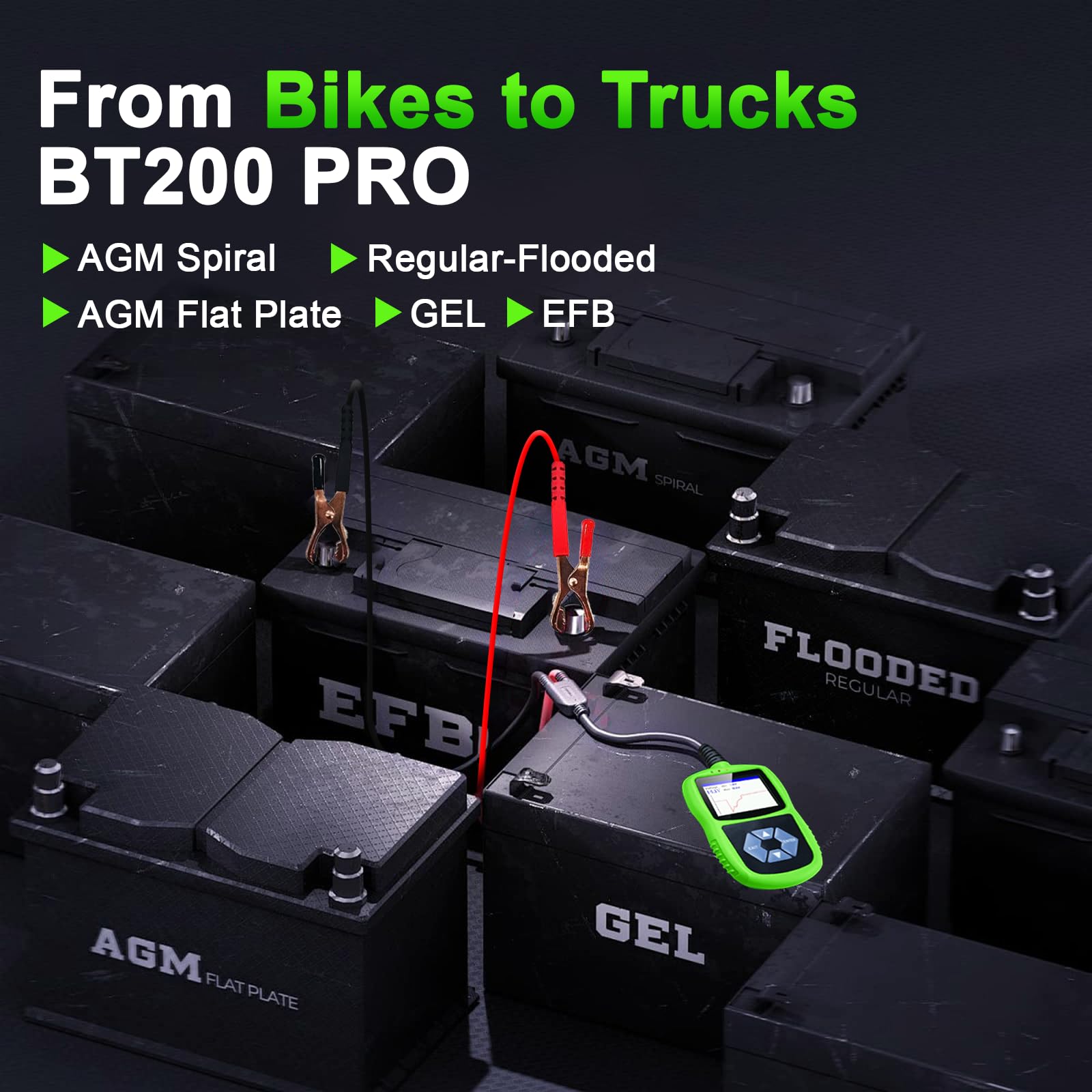 Car Battery Tester 12V Automotive, 100-2000 CCA Alternator Tester for 24V Vehicles, Battery Checker, BT200 Pro