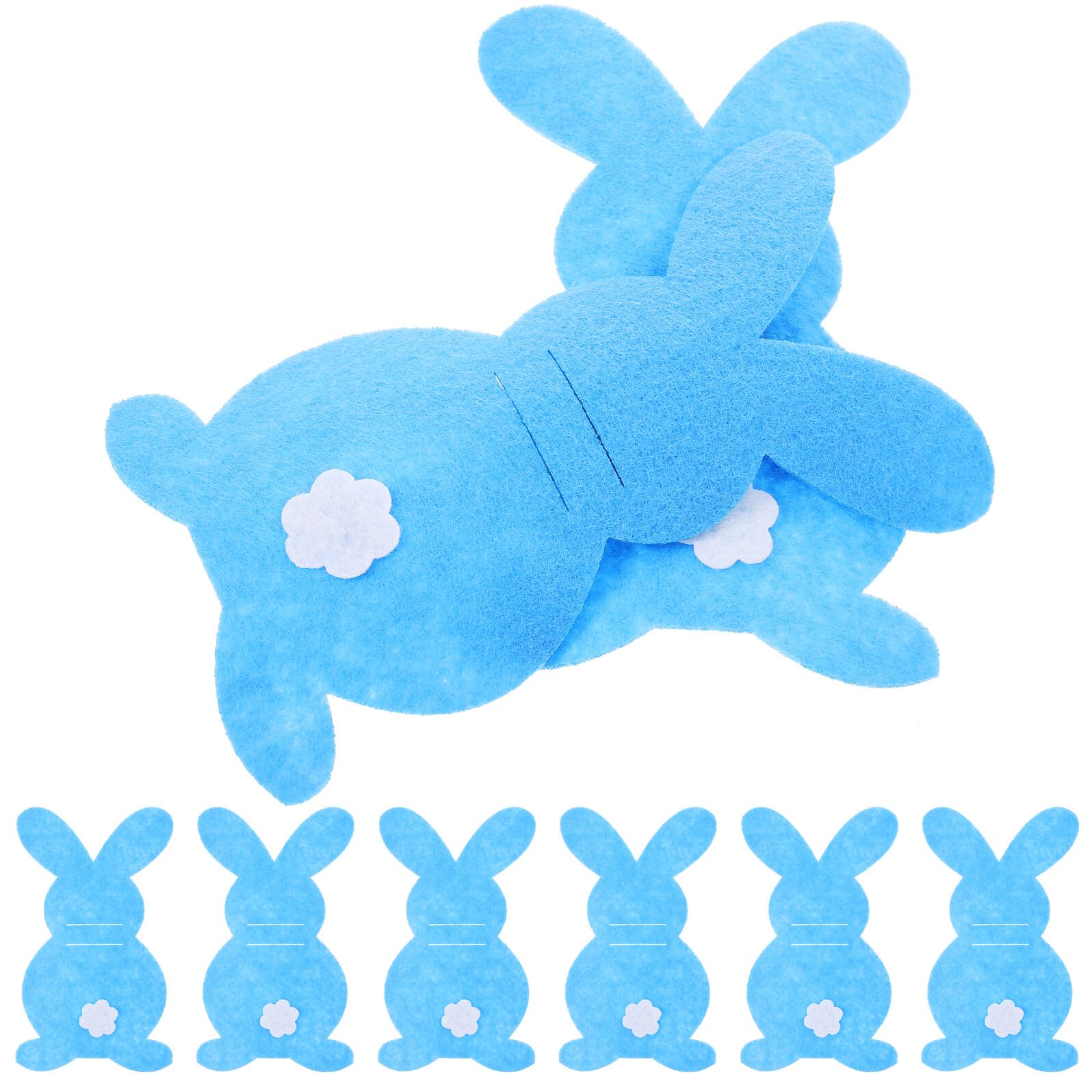 Toyvian 8pcs Easter Rabbit Shaped Cutlery Pouches Blue Tableware Bags Set, Silverware Holder for Party, Easter Cutlery Storage Organizers, Adorable Bunny Fork Spoon Holders for Holiday