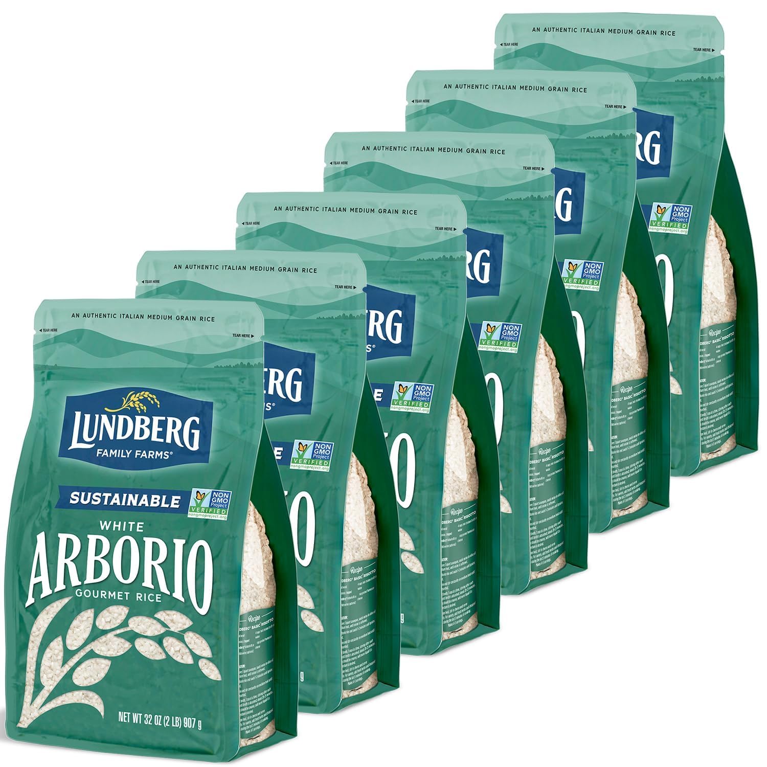 Lundberg White Arborio Rice 6-Pack – Short-Grain, Creamy Texture for Risotto, 32 Oz
