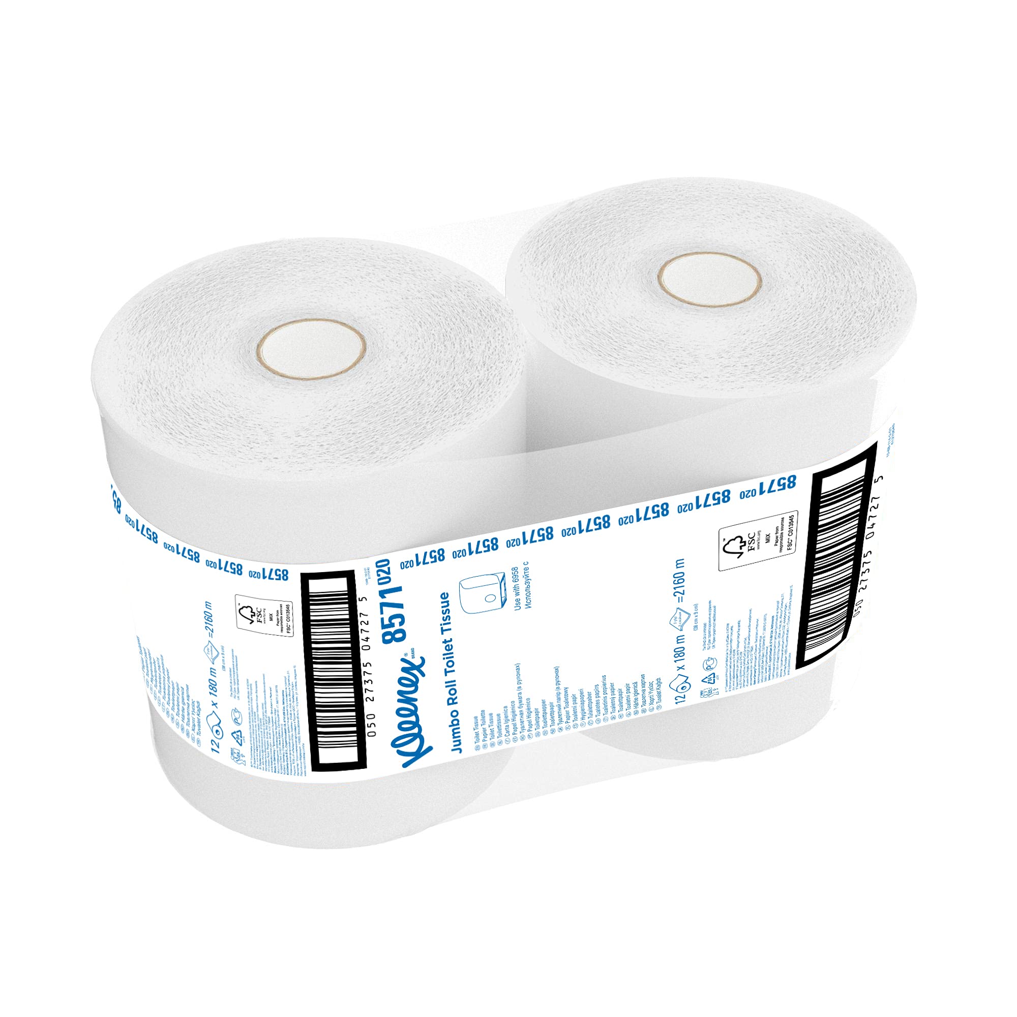 Maxi rotoli di carta igienica Kleenex 8571-12 x 180 m, 2 veli, colore bianco