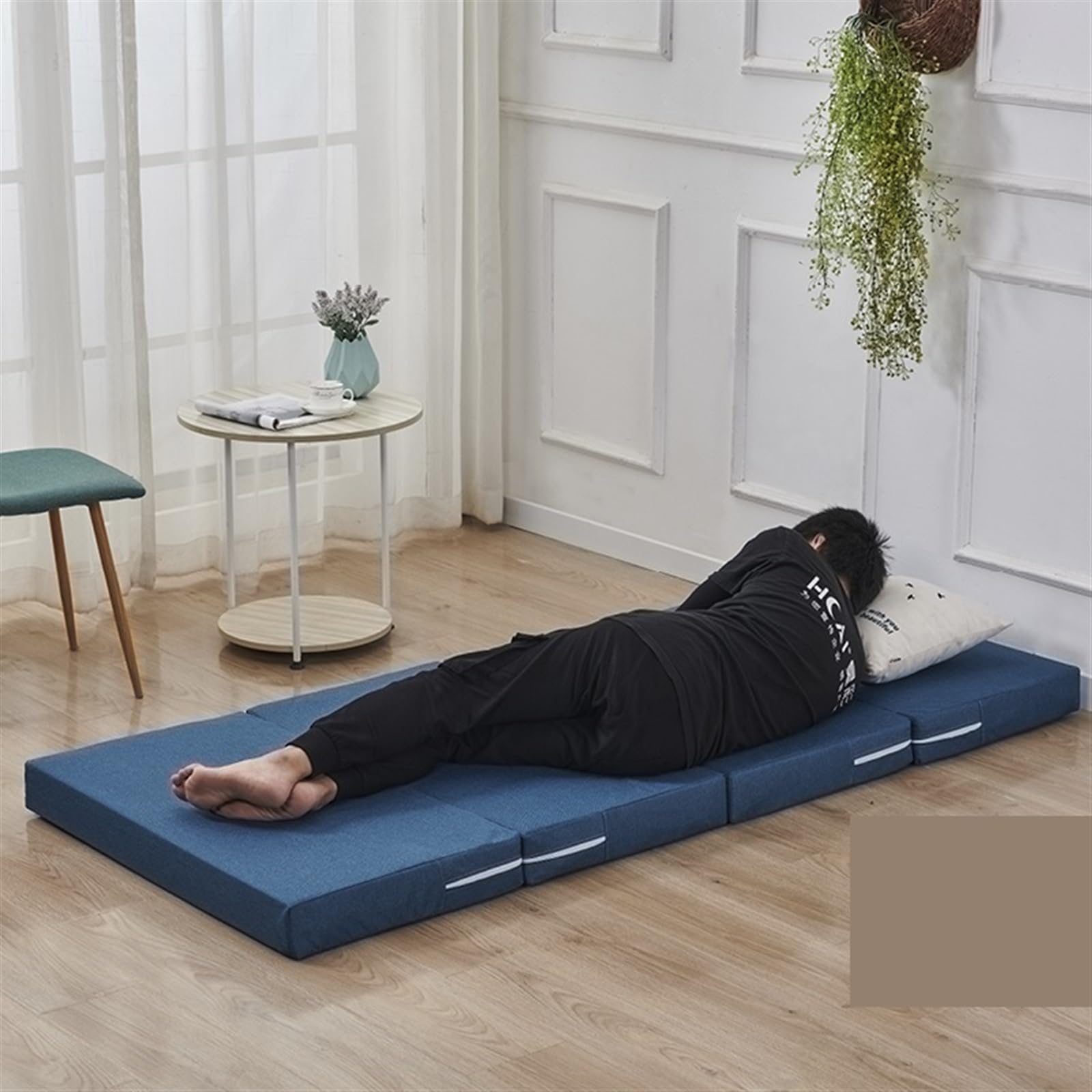 Materasso da pavimento spesso 8 cm in memory foam, 80 x 200 cm, verde, pieghevole, per ufficio, pause pranzo, pisolini per studenti, copertura rimovibile, comoda soluzione per dormire
