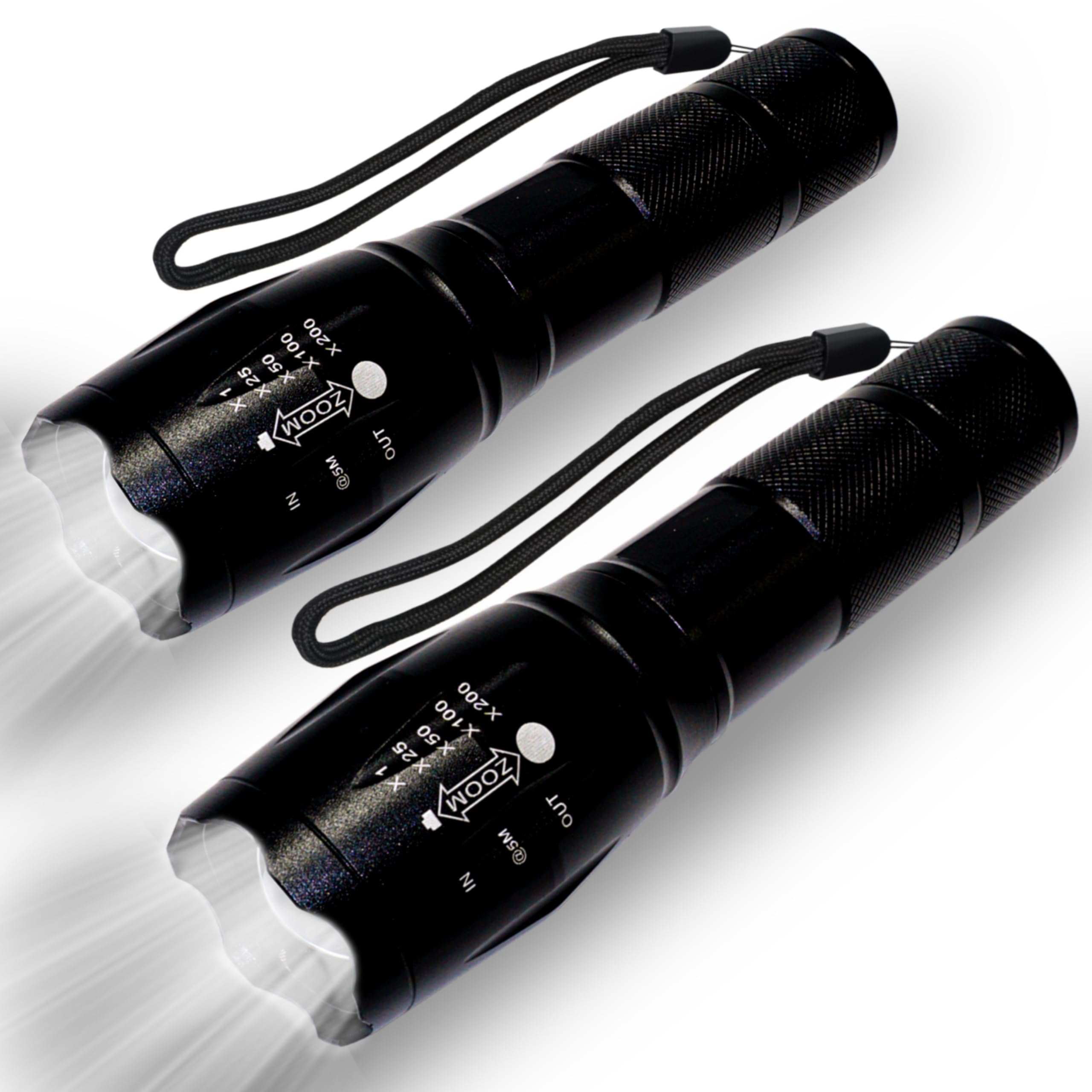 Hovuk 2X- Flashlight Torches 2Pk Black Emergency Torch 13Cm| Super Bright Led Torch- 5 Modes| Water Resistant Zoomable Flashlight| Camping Torch For Outdoor Hiking- Gift For Dad