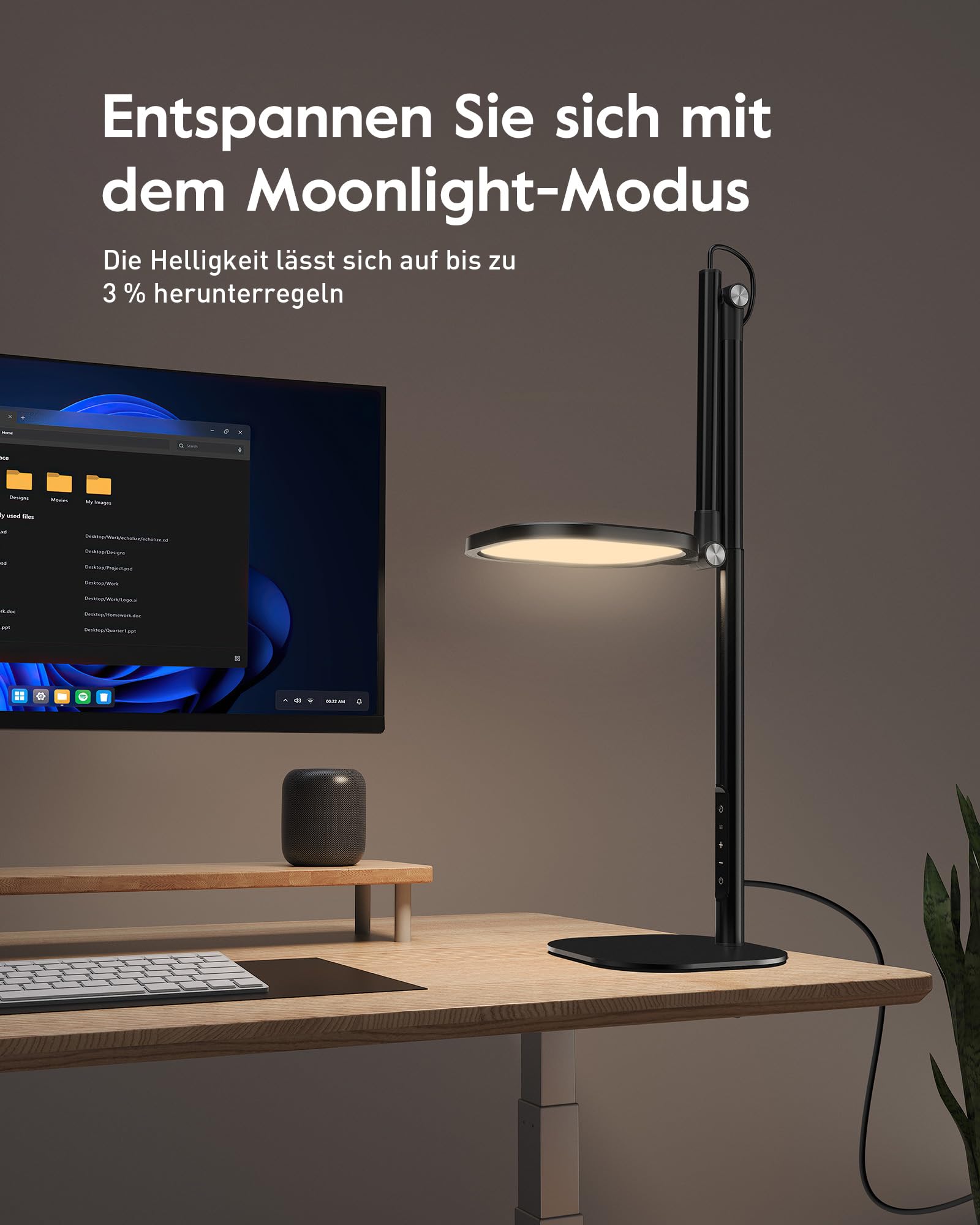 LitONES LED Schreibtischlampe mit Sockel, hohe dimmbare Tischlampe mit 50 Leuchtmodi sowie Speicher- und Timer-Funktion, Bürolampe für Videokonferenzen, Architekten oder zum Lernen [Energieklasse A]