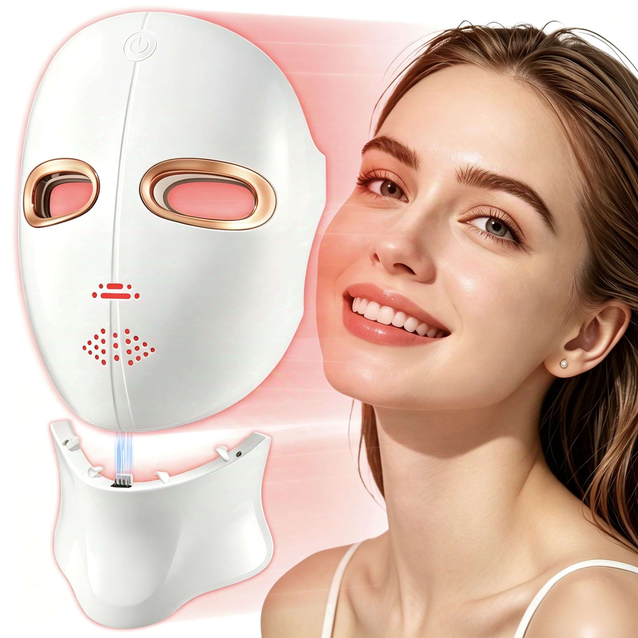 Deciniee Rotlichttherapie-Maske, Hautpflege: LED-Gesichtsmaske und Nackenmaske, 7 Farben, LED-Maske, kabellos, Anti-Aging und Hydratation für strahlende Haut, Gesichtshaut & Beauty-Geschenke
