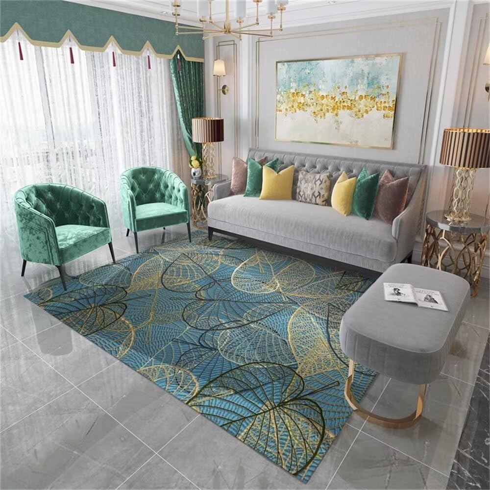 Tapis chambre anti-glisse bleu 100x200cm fini les tapis qui glissent