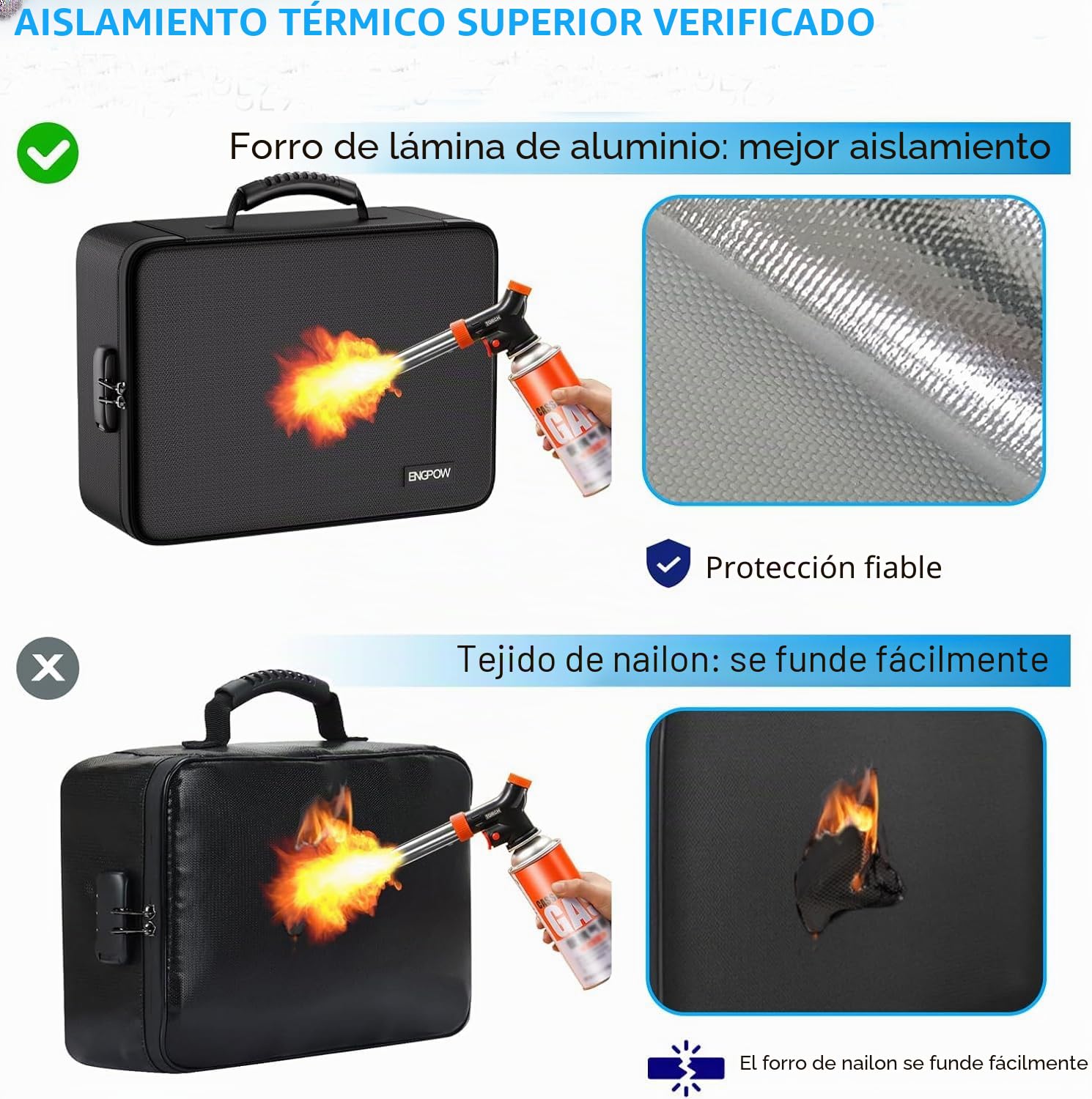 Bolsa de documentos ignífuga con cerradura, 5200 ℉ A4, organizador de almacenamiento con 13 compartimentos, maletín portátil para el hogar y la oficina, almacenamiento de documentos para documentos
