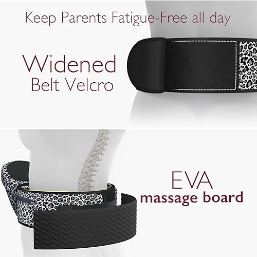 Miniatura 5 de Momcozy Portabebés con asiento de cadera, cintura ajustable con protector de vientre 3D original, portabebés ergonómico con varios bolsillos para