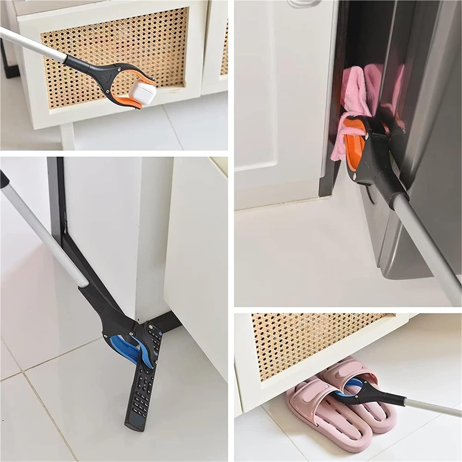 Herramienta de Agarre Larga Plegable for Personas Mayores, Alcance con Apertura Garra giratoria, Recogida Alta Resistencia para Jardín(Blue 2pcs)