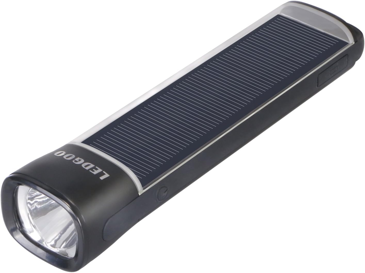 Handheld Solar Powered Flashlight with 4000mAh Backup Power Bank for Home Emergency Night Light, Hiking and Camping(Black)