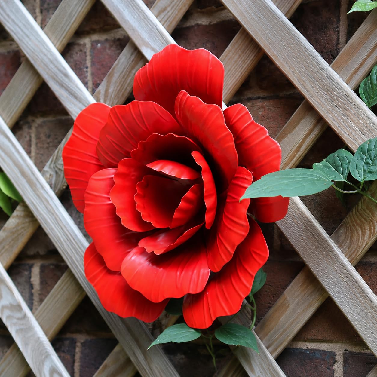 Muddy Hands Large Metal Wall Mounted Flowers – Decorative Metal Wall Art for Outdoor Use | Rustic Floral Wall Decoration for Garden, Patio, Balcony & Fence | Contemporary Hanging Wall Décor, Rose