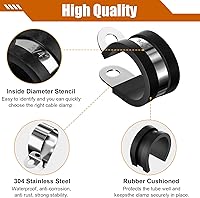 Vista 4 de Kit surtido de 80 abrazaderas de cable, 7 tamaños de abrazadera de cable de metal de acero inoxidable 304, abrazaderas de alambre aisladas