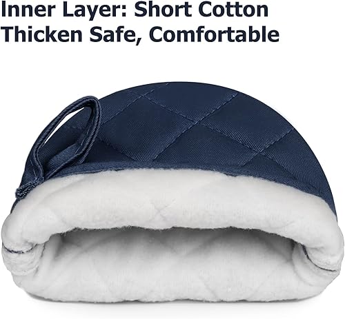 Miniatura 4 de 1 par de guantes cortos para horno, guantes de cocina de silicona resistentes al calor para 500 grados, superficies de agarre antideslizante y