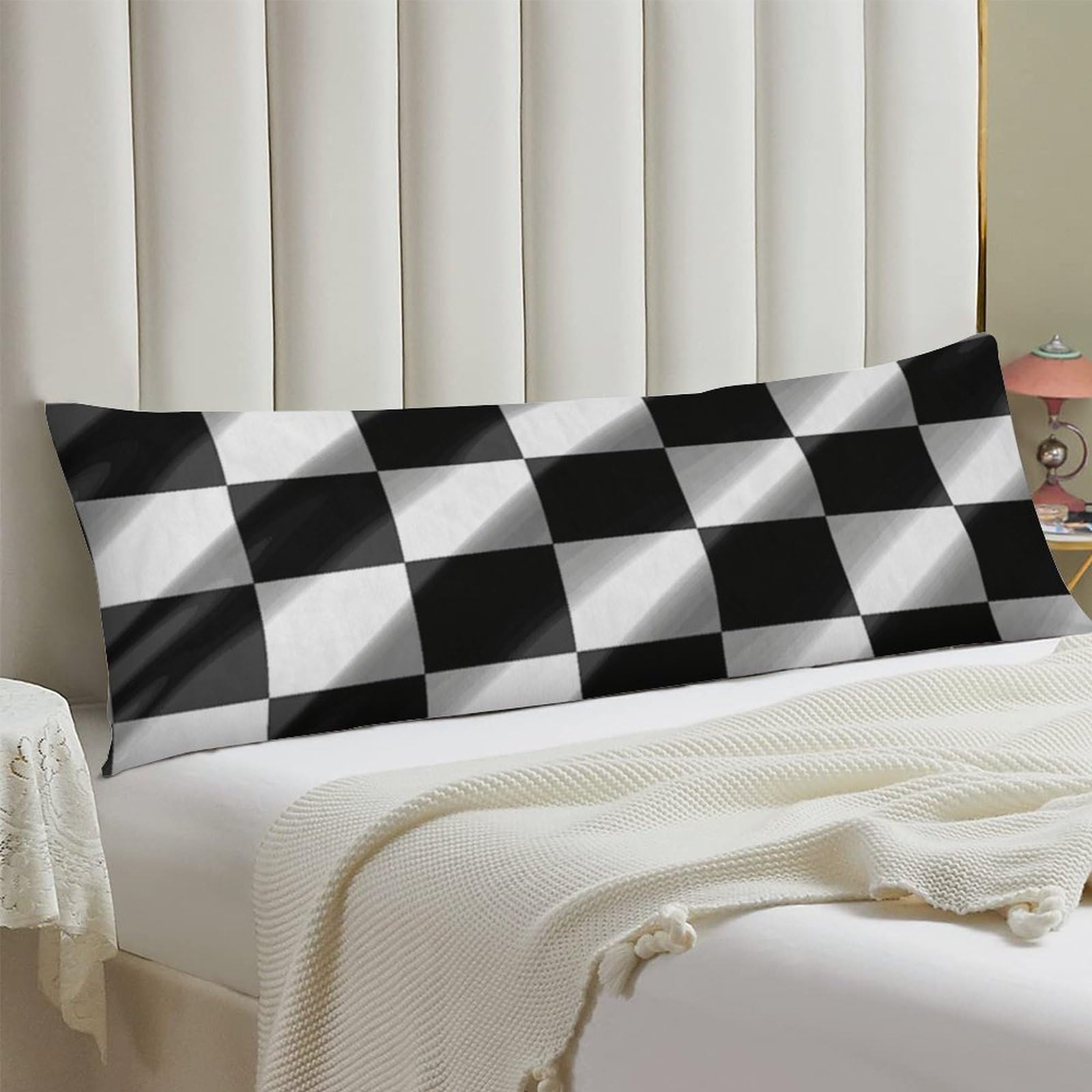 Body Pillow Cover 20x54 Long Pillow Case with Invisible Zipper Breathable Microfiber Checkerboard Pillowcase Soft Cozy Protector for Bedroom Couch Sofa Bed Home Decor All Seasons