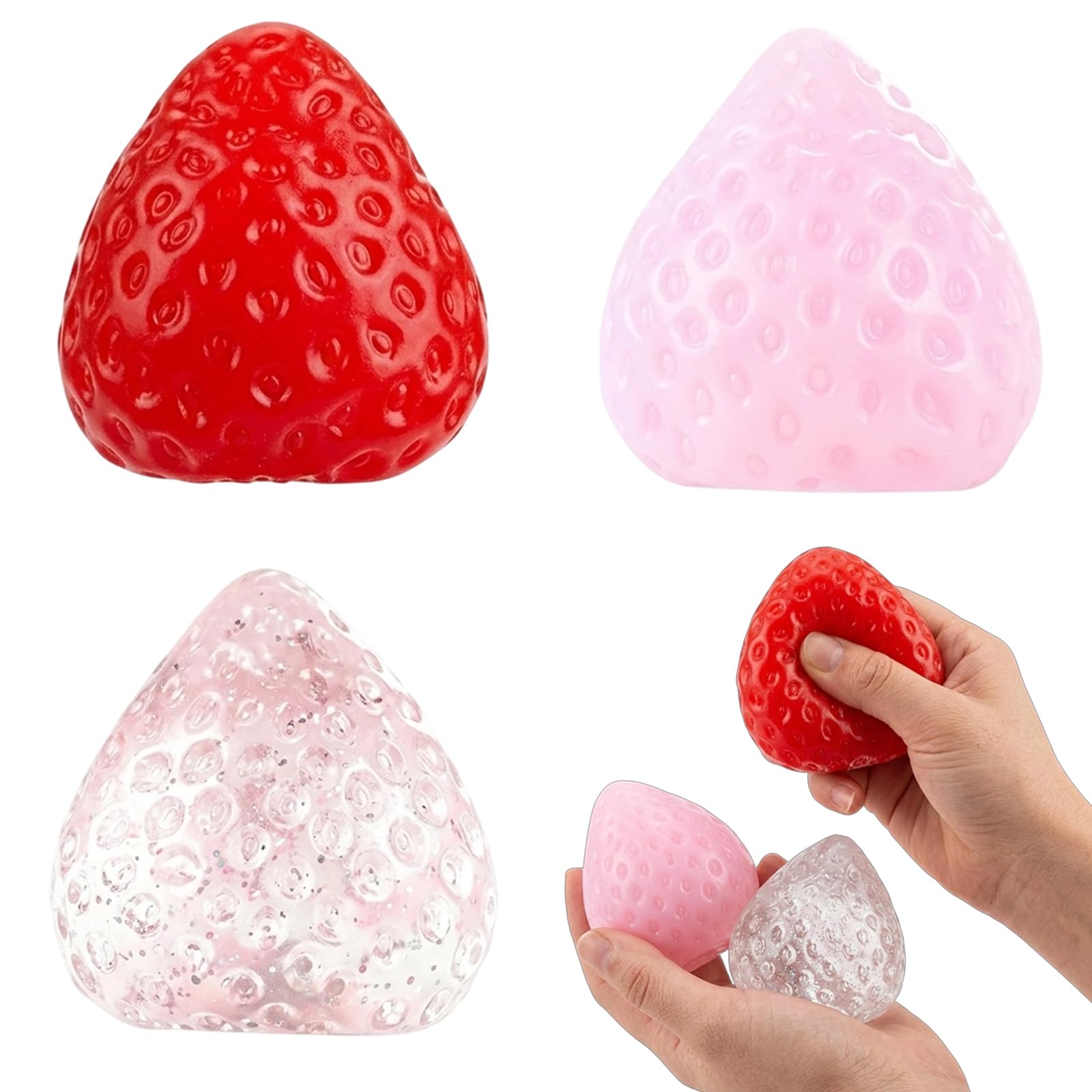 3pcs Stress Balls Squeeze Toys, Squishy Stress Balls Fidgets, Stress Toy, These Strawberry Stress Balls are Suitable for Enhancing Focus and Relaxation with a Pleasant Tactile Experience