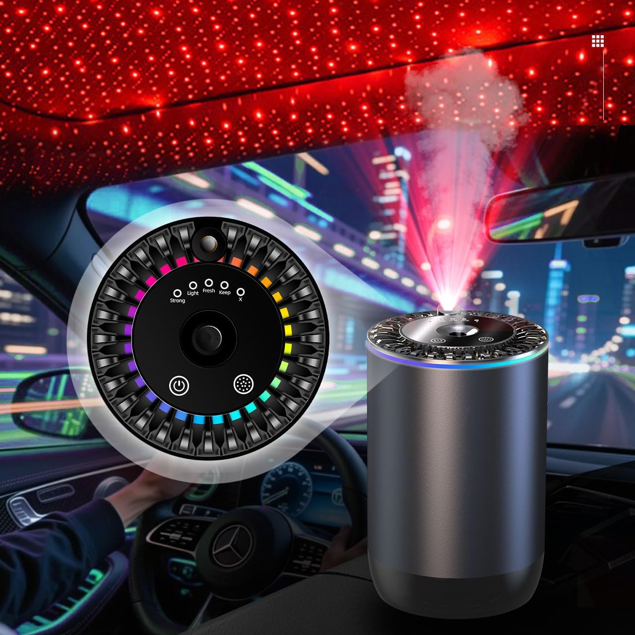 Upgraded Smart Car Air Freshener Automatic,Adjustable Cologne Scent Diffuser for Home,Waterless Essential Oil Aromatherapy Odor Eliminator,Starlight Fragrance Aroma Car Diffuser Smell Room Deodorizer