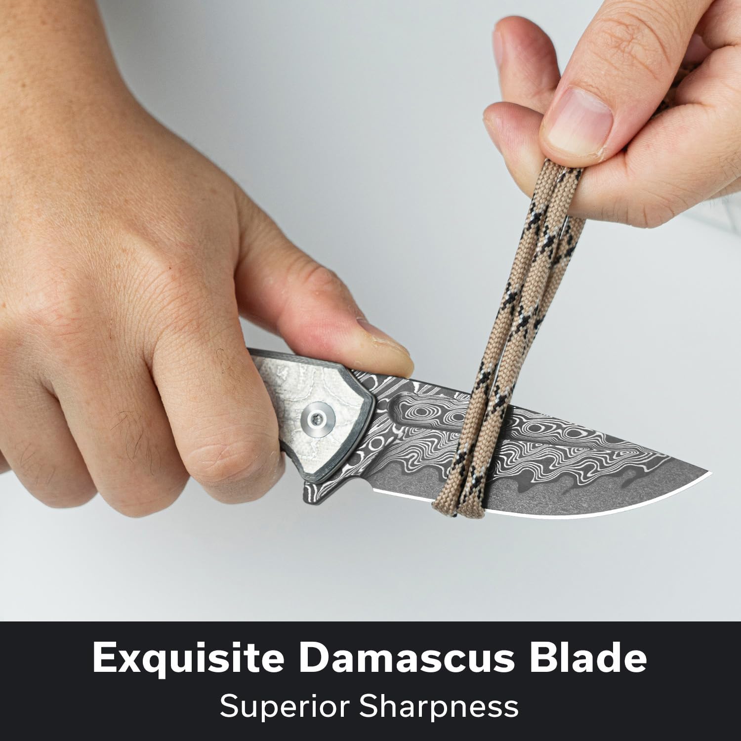 CIVIVI Voidflare EDC Pocket Knife, 2.92" Damascus Blade G10 with Aluminum Foil Handle, Reversible Deep-carry Clip for Camping Hiking C24040-DS1