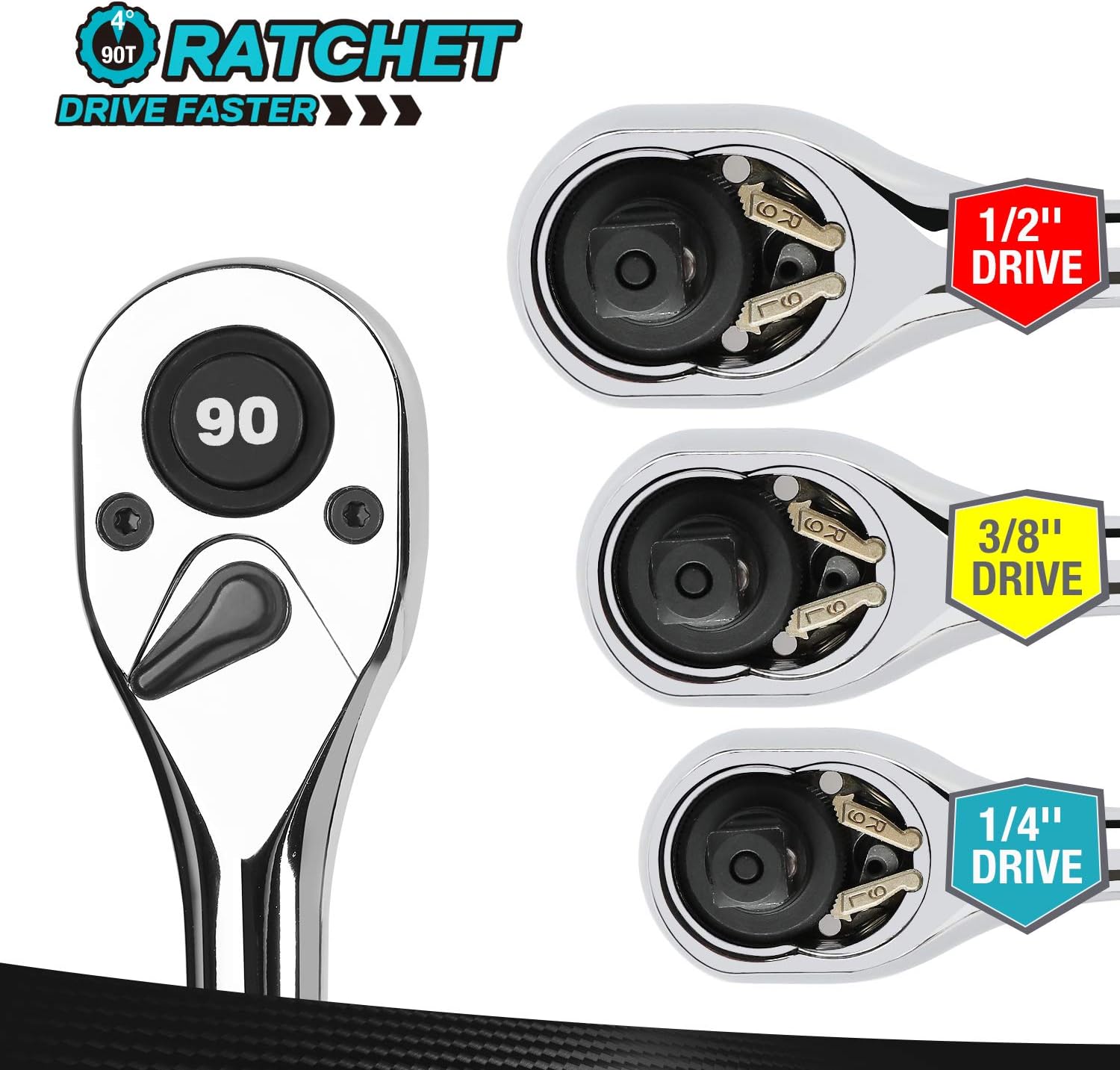 DURATECH 3-Piece Ratchet Set 36PCS Flex-Head Ratcheting Wrench Set