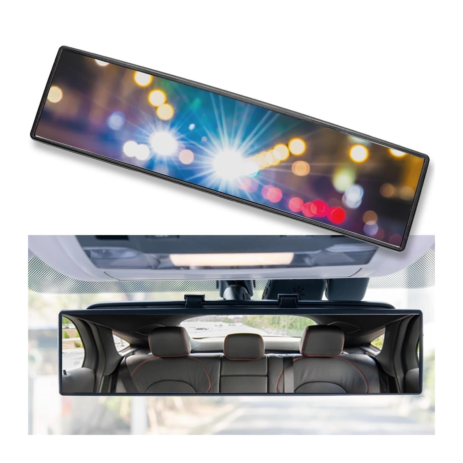 Xuanqingyi Store Lusterko wsteczne samochodu Szerokokątne lusterko wsteczne 300 mm 12" Lusterko przeciwodblaskowe o przekątnej 270 mm i szerokim wypukłym łuku, panoramiczne wnętrze z tyłu (Color : 27
