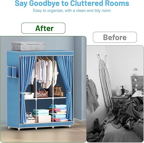 Miniatura 3 de Organizador portátil de almacenamiento de armario con ruedas, marco resistente y tela no tejida, organizador de armario independiente a prueba de