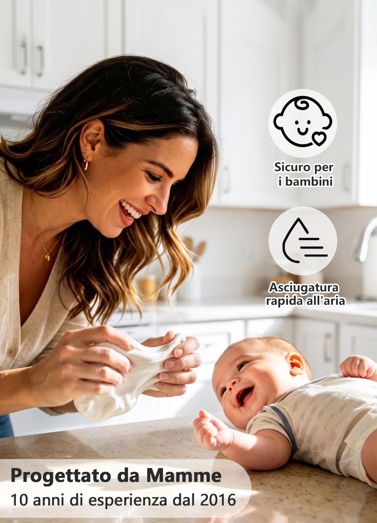 Kit Impronte Mani e Piedi Neonato, Argilla Sicura, Cornice Ricordo in Legno Massello, Regalo Baby Shower e Natale Bianco