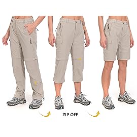 Little Donkey Andy Women\'s Stretch Convertible Pants, Zip Off Quick Dry Hiking Pants Regular Khaki XXL