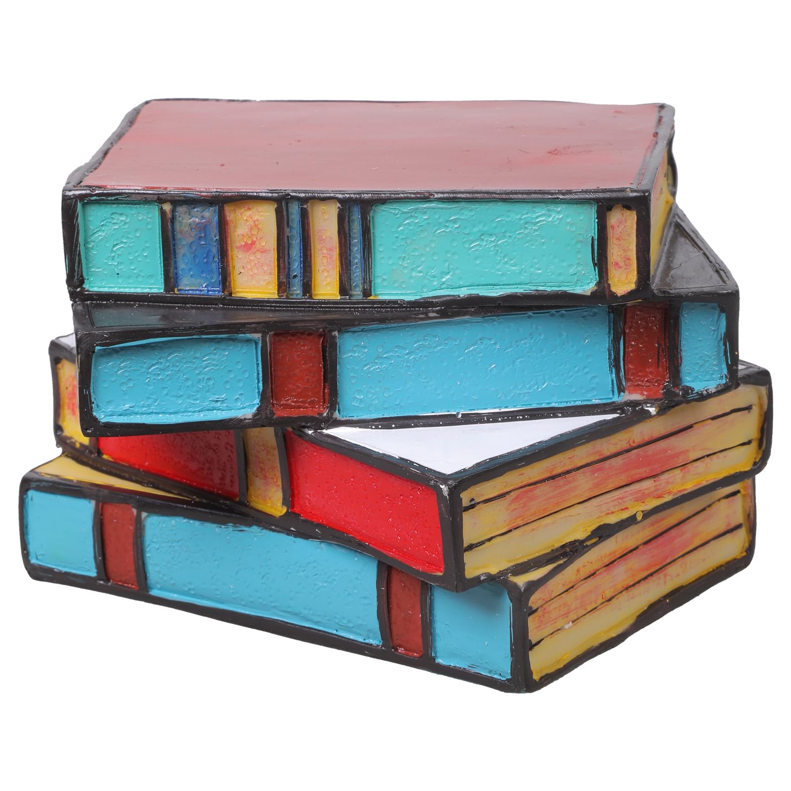 OSNIYAW Resin Stacked Books Lamp Book Light Stained Glass Reading Desk Unique Designs Home Decors Reading Desk Novelty Lamp