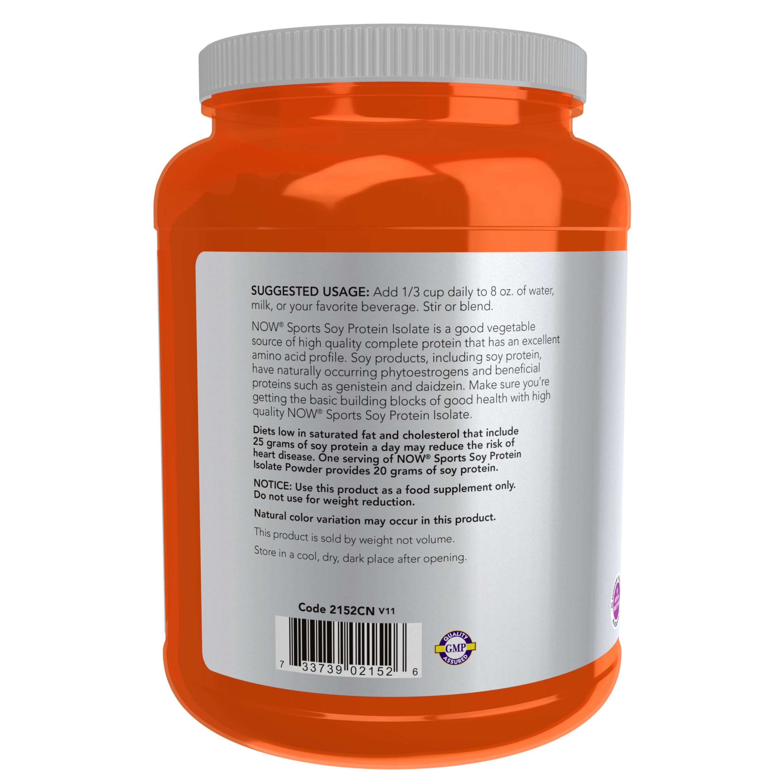 NOW Sports, Soy Protein Isolate 20g, Unflavored Powder, 2 lbs — Amazon image 3