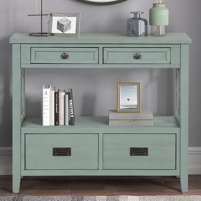 Amazon.com: LUMISOL Short Console Table with Drawers for Entryway Wood ...