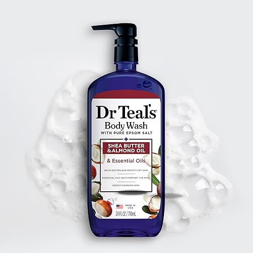 Miniatura 8 de Dr Teal's Gel de baño con sal pura de Epsom, con manteca de karité y aceite de almendras, 24 onzas líquidas (paquete de 4)