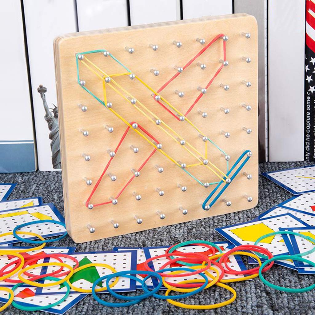 3 zestaw drewniany geoboard matematyczna manipulacyjna tablica graficzna edukacja