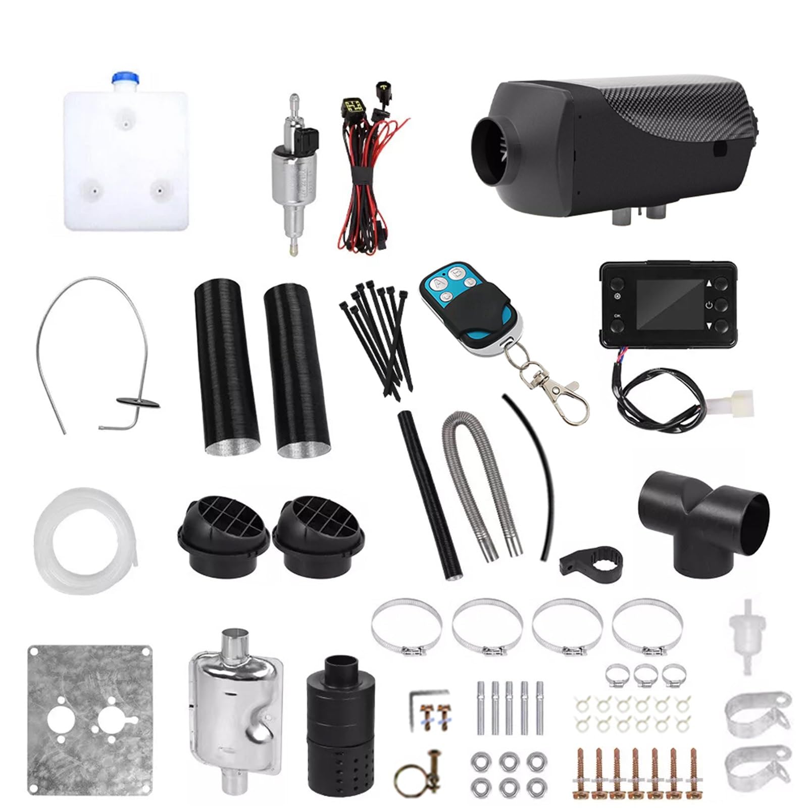 sports flyfree 5KW / 8KW 12V Air Diesel Heater Vehicle Heater Set 4 Holes Parking Fast Heating with LCD Display For Truck Boat Motorhomes Touring Car Campervans Caravans (Black 10L 8KW)