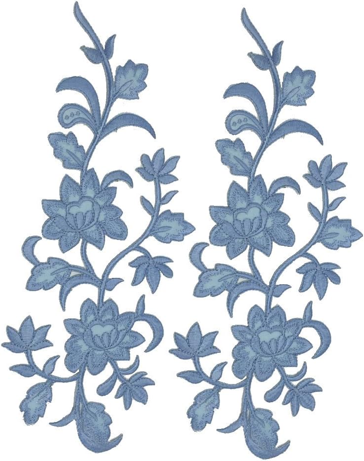2pcs Flowers Iron On Patches Garment Applique Embroidery DIY Accessory Cheongsam Skirt Clothes (White A, Size A)