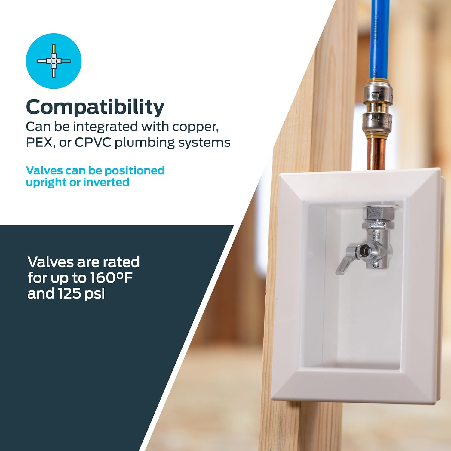 Holdrite Appliance Fixture Outlet Box with 3/8 Inch OD Compression Outlet, Pre-Assembled, 1/2 Inch CTS Copper Tailpiece, HR-AF-M-1
