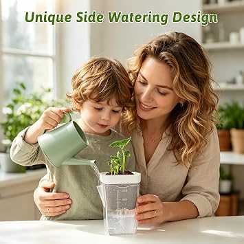 12 Pack 2.5 Self Watering Propagation Pots with Humidity Dome, Clear Plastic Seed Starter Cups, for Seedlings, Cuttings, Succulents, Herbs, Vegetables, 12 Plant Labels Included