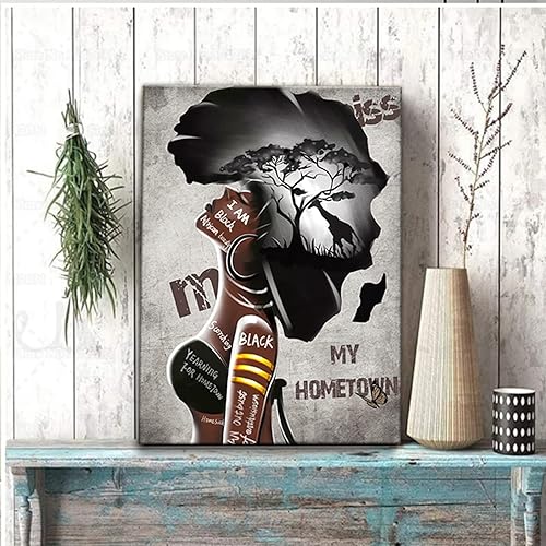 Miniatura 6 de Arte de pared afroamericano enmarcado para mujeres negras y niñas, impresiones en lienzo para decoración de póster de África, mapa de África, cuadro