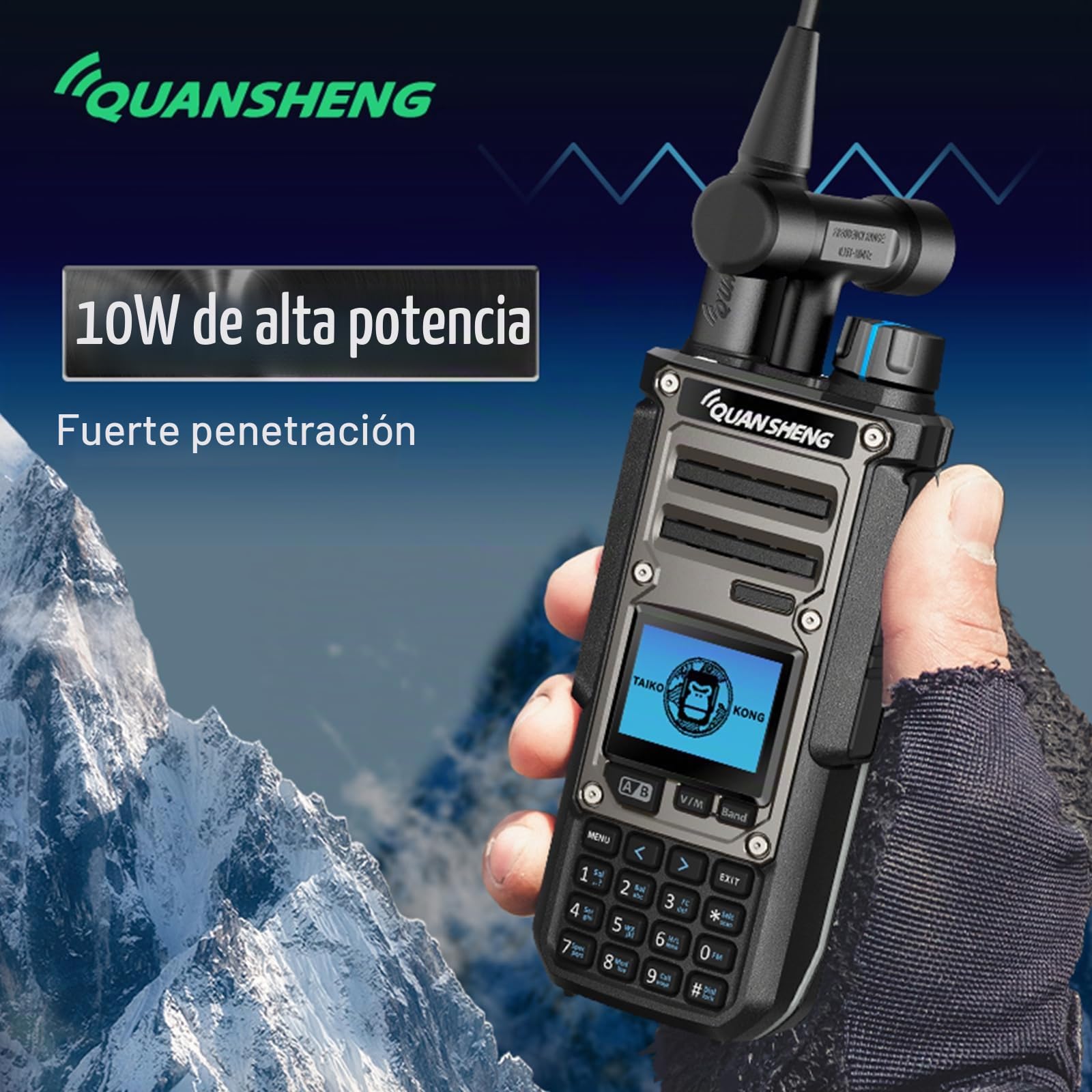 HYS Quansheng TK-11(8) 10W VHF/UHF Walkie Talkie, Puerto de Carga Type-C y batería de 3000mAh, analizador de Espectro, Radio bidireccional Profesional con Antena de 27MHz