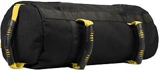 Workout Sandbag 10-60 lb Adjustable, 6 Handles, Black | 1000D nylon with 3 filler bags; sand not included. For home gym strength, HIIT, carries, squats and core training