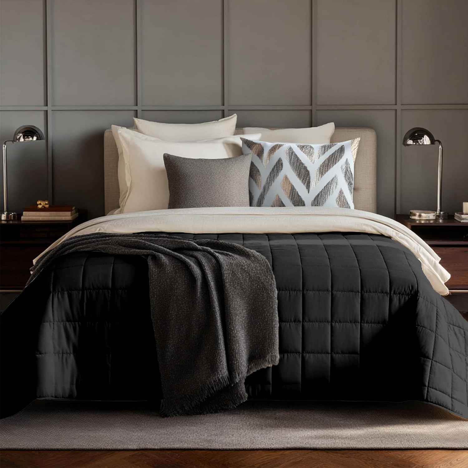 HomeSmart Weighted Blanket King Size 50lbs, The Heaviest Weighted Blanket, Fits Standard and California King Beds, Grey, 104×92