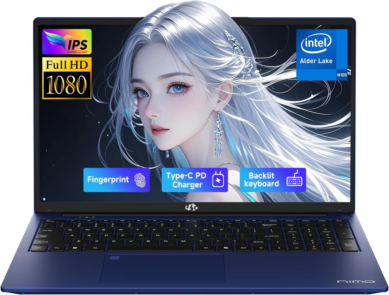 17.3" FHD IPS Student-Laptop-Computer - 16GB RAM 256GB SSD, Pentium 4 Cores N100(Beat i3-1115G4, Up to 3.4GHz) 65W Type-C 2 Years Warranty Fingerprint Backlit Keyboard Wi-Fi 6 BT5.2