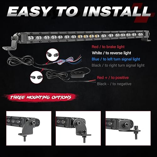 Miniatura 5 de OFFROADTOWN Barra de luz LED de persecución de 20 pulgadas, luces traseras UTV, luz intermitente de seguridad con luz de señal de giro de freno