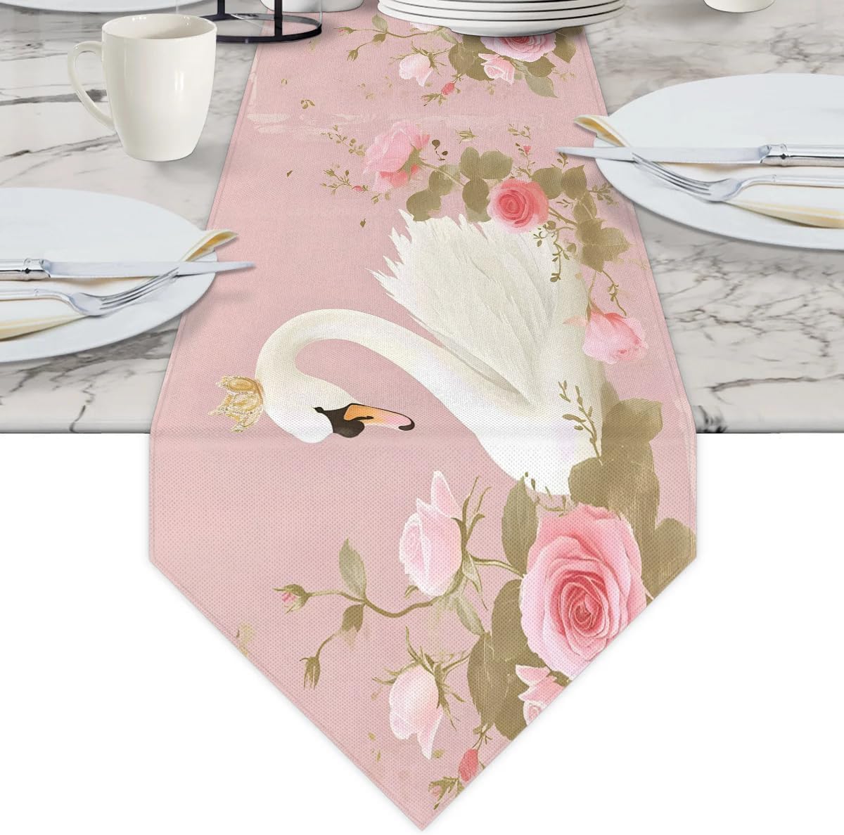 Ioracida Table Runners, Cute Swan Table Cloth Kitchen