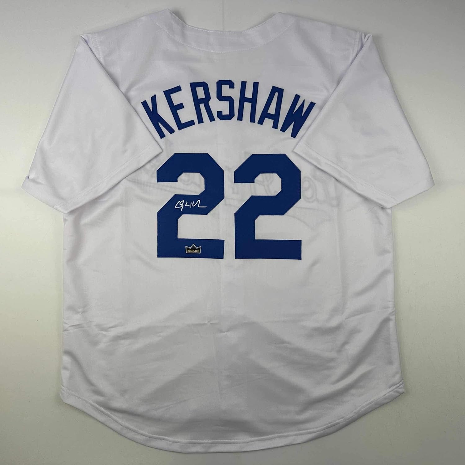 Facsimile Autographed Clayton Kershaw Los Angeles LA White Reprint Laser Auto Baseball Jersey Size Men's XL