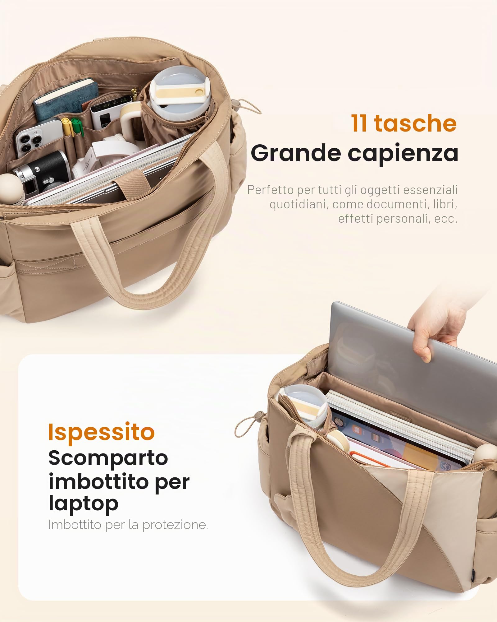 LOVEVOOK Borsa Donna Grande, Borsa Università Borsa da Lavoro, Borse porta PC Tote Bag Tracolla per Ufficio Scuola