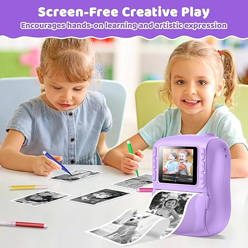 Miniatura 5 de Cámara de impresión instantánea para niños, regalos de cumpleaños de Navidad para niños de 3, 4, 5, 6, 7, 8, 9, 10, 11, 12 años, videocámara digital