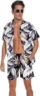 Sponsored Ad - Atwfo Men's Hawaiian Shirts Casual Button-Down Short Sleeve Printed Shorts Summer Beach Tropical Hawaii Shi...